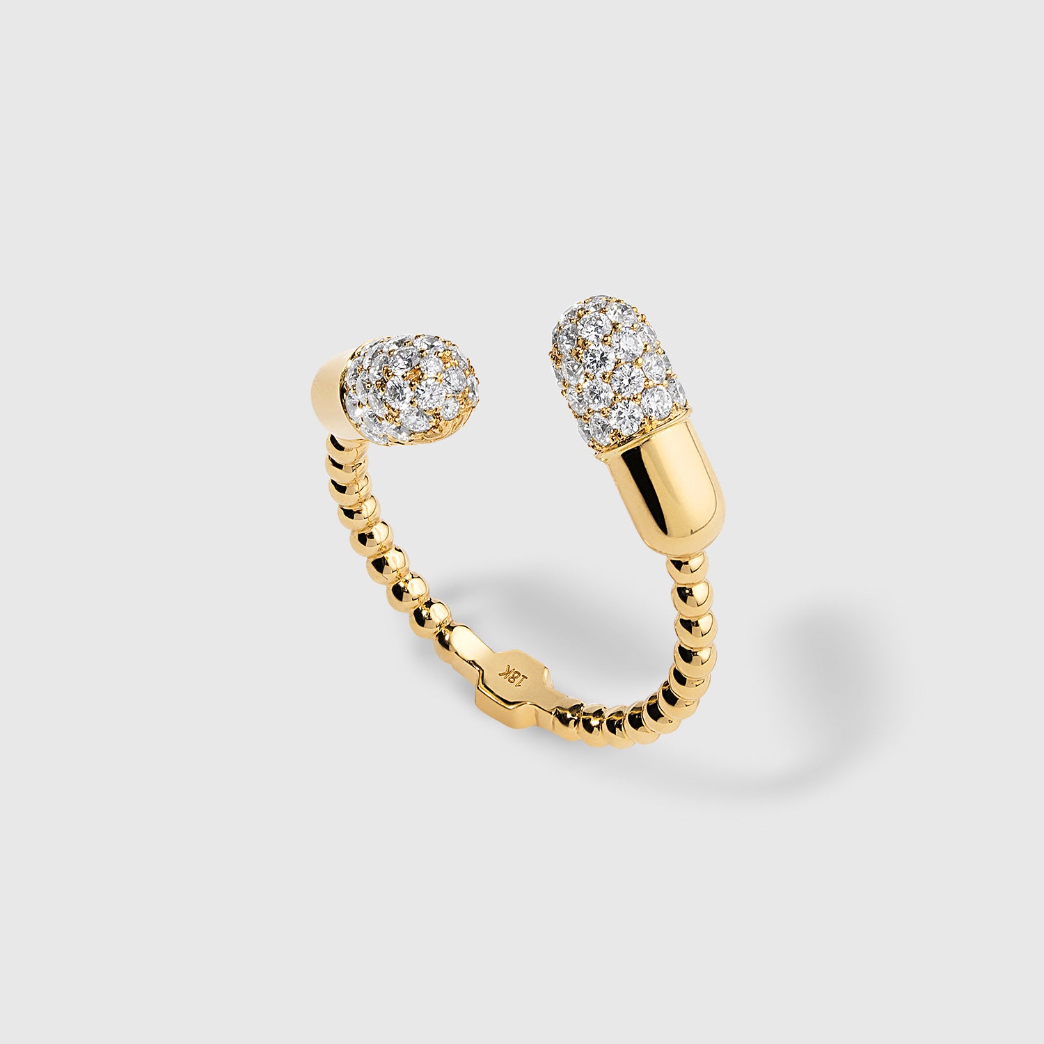 Two Pill Bypass Ring with Diamonds
