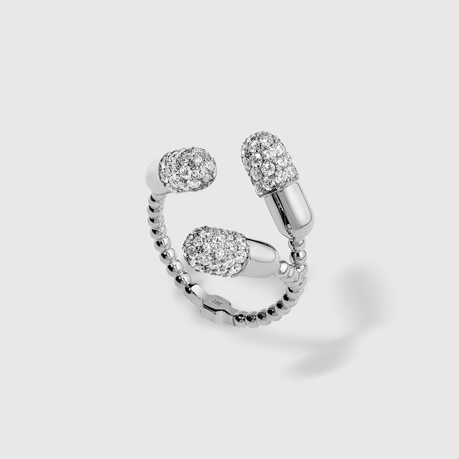 Three Pill Bypass Ring with Diamonds